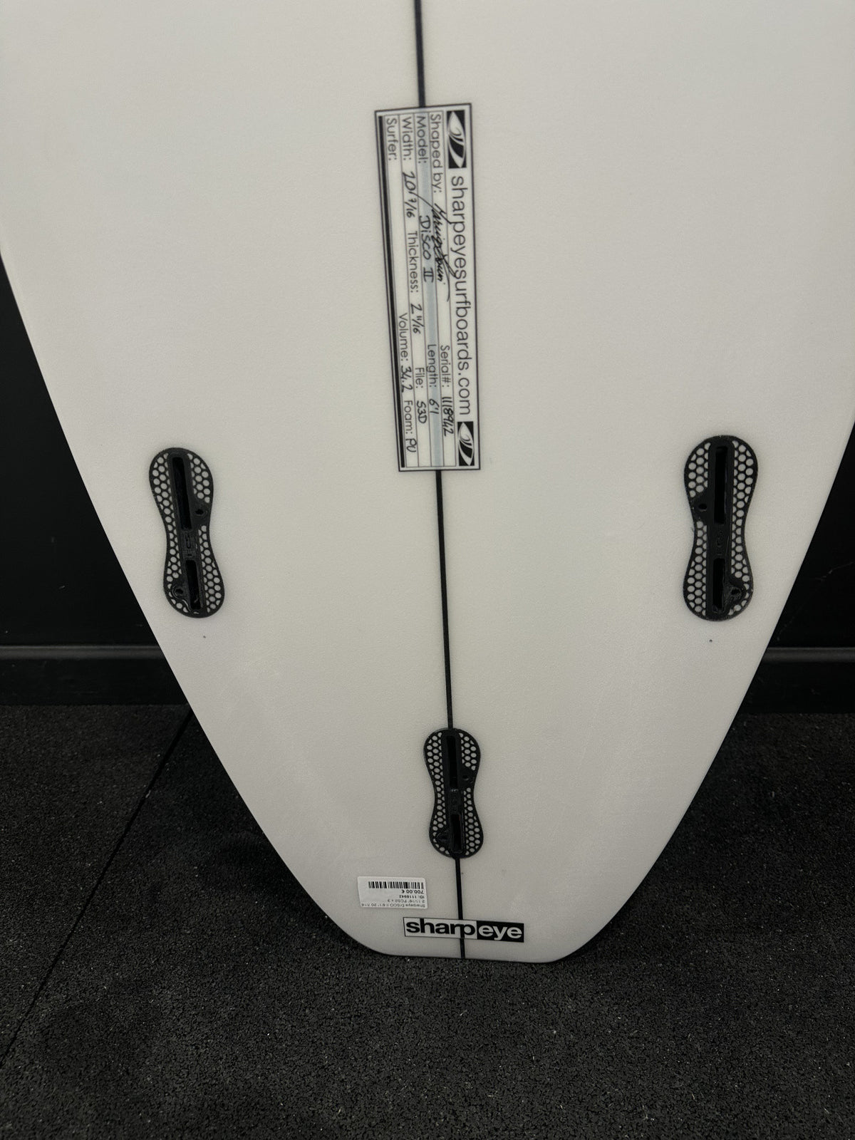 DISCO II 6'1" x 20 7/16" X  2 11/16" - 34.20L, Squash, 3x  FCS 2 Fin Boxes, PU [New] - ID:1118942