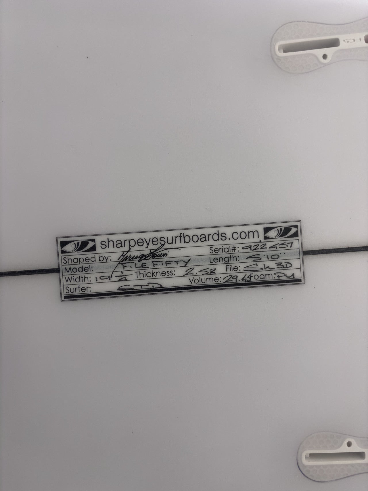 FILE FIFTY 5'10" x 19 1/4" X  2 9/16" - 29.45L, Round, 3x  FCS 2 Fin Boxes, PU [Semi New] - ID:922457